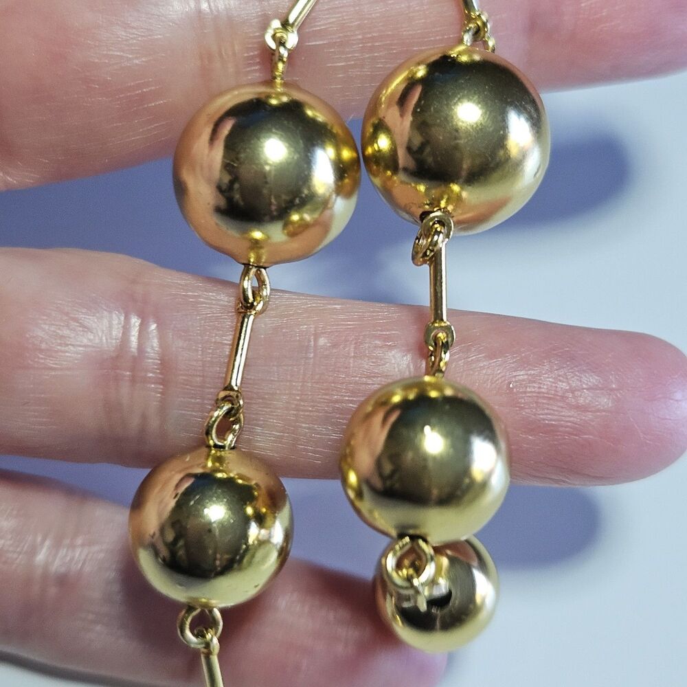 J. Crew Gold Tone Long Dangling Assorted Size Ball Earrings - Picture 9 of 15